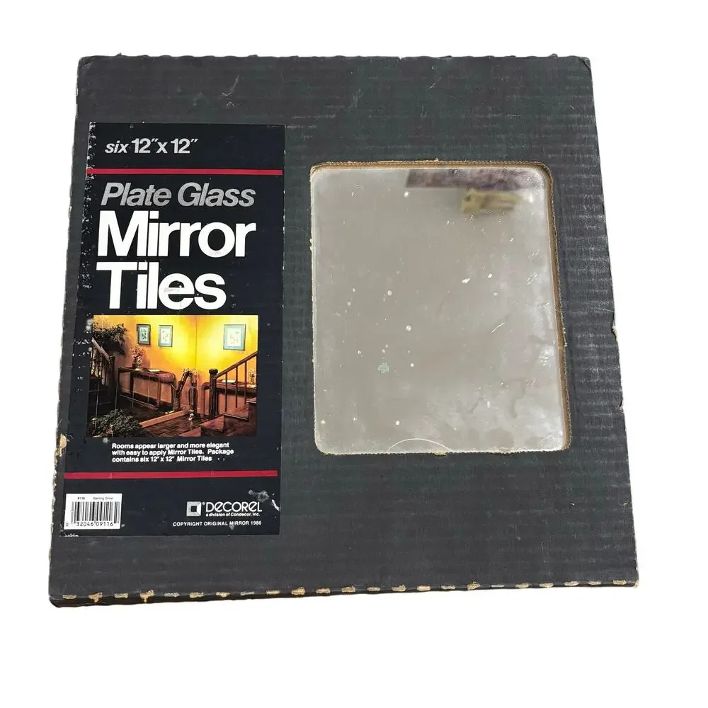 6 Sterling Silver Mirror Tiles Panels Plate Glass Mirror 12” x 12” 1986 Vintage